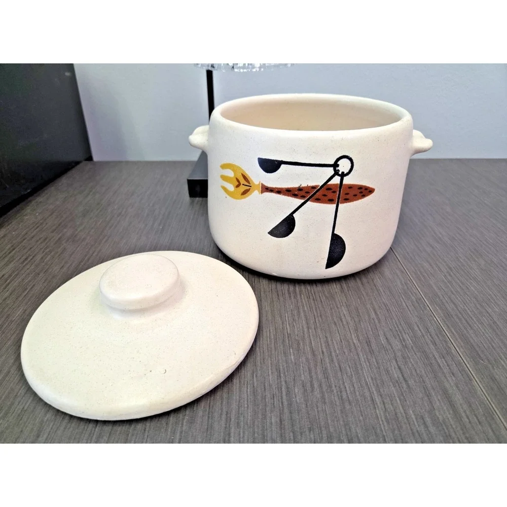 Vintage 1970's Bean Pot Crock Pottery‎ Stoneware Soup Tureen MCM West Bend w Lid